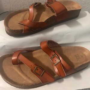Time and Tru Tan Footbed Sandals